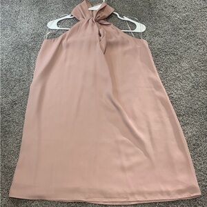 Elegant Blush Pink Halter Tie Neck Shift Dress | Size Small